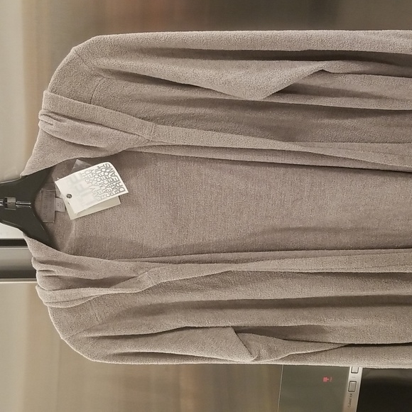 💕BAREFOOT DREAMS💕 CozyChic Lite Seashore Hooded Cardigan ~ Pewter Grey XS NWT - Picture 7 of 12